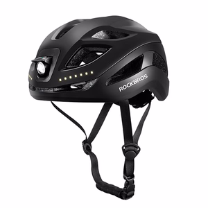 Rockbros ZK-077 velosipēda ķivere ar integrētu daudzvirzienu apgaismojumu, 57-61 cm – melna