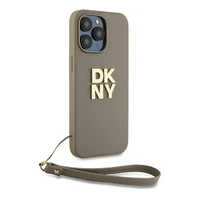 DKNY Viedtālruņa apvalks ar siksniņu un logotipu iPhone 15 Pro - bēšs