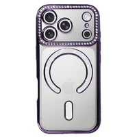 Bling Magsafe violets viedtālruņa apvalks iPhone 17 Pro Max