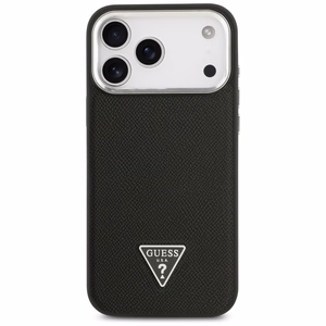 Guess Graudains Trīsstūra logotips Magnētiskais apvalks viedtālrunim iPhone 17 Pro Max - melns