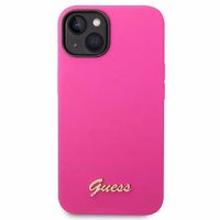 Guess GUHCP14SSLSMF iPhone 14 6.1 "fuksijas cietais apvalks Silikona Vintage Gold Logo