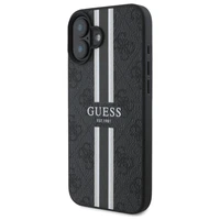 Guess 4G Printed Stripes Magnētiskais viedtālruņa apvalks iPhone 16 - melns
