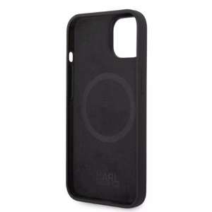 Karl Lagerfeld KLHMP14MSSKCK iPhone 14 Plus 6.7 "cietais viedtālruņa apvalks melns / melns šķidrais silikona Karl & Choupette MagSafe