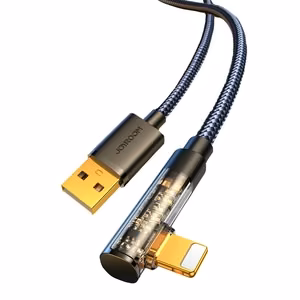 Joyroom S-UL012A6 gaming Lightning / USB-A 90° kabelis, 2,4A, 1,2 m, melns