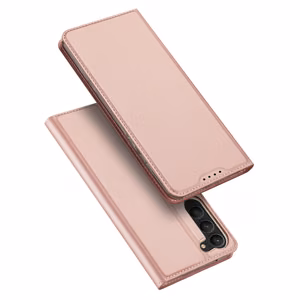 Dux Ducis Skin Pro viedtālruņa apvalks Samsung Galaxy S23+ ar atveramu kartiņu maku un statīvu rozā