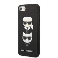 Karl Lagerfeld KLHCI8SAKICKCBK iPhone 7/8 / SE 2020 / SE 2022 melns/melns cietais apvalks Saffiano Karl&Choupette Galva