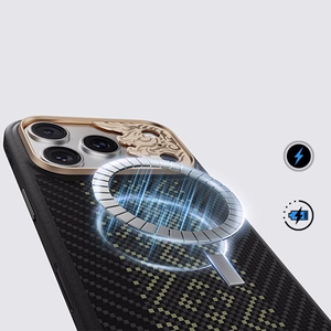 Melns Benks Magnetic Armor Pro Knight kevlara vāciņš ar metāla rāmi (C.K.FL.AP.GD.B073), paredzēts iPhone 18 Pro Max / iPhone 17 Pro Max ar Camera Control pogu