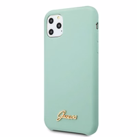 Guess GUHCN65LSLMGG iPhone 11 Pro Max zaļš cietais apvalks Silikona Vintage Gold Logo