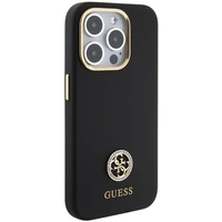 Guess silikona Logo Strass 4G viedtālruņa apvalks iPhone 15 Pro - melns