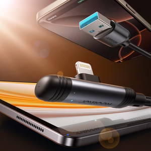 Joyroom S-A56 EnjoyX sērijas 90° USB-A - Lightning 3A kabelis 1.2m - melns