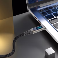 Blavec Kabelis Lumix pīts - Typ C na Typ C - PD 240W 5A LED display 1,2 metra Apple CarPlay/Android Auto (CLU-CC5BG12) melns-pelēks