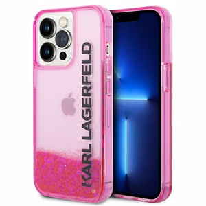 Karl Lagerfeld Liquid Glitter Elong viedtālruņa apvalks iPhone 14 Pro - rozā