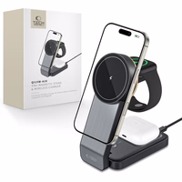 Tech-Protect QI15W-A28 MagSafe 3in1 indukcijas lādētājs ar statīvu viedtālrunim / Apple Watch / AirPods - melns