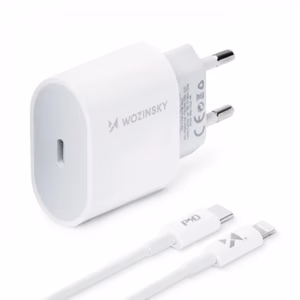 Charger Wozinsky "Quick Charge" White PD 20W + "Type-C / Lightning" white cable 100cm