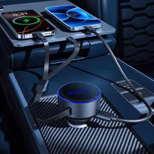 Orico Dual Stretch 60W USB-C auto lādētājs ar diviem izvelkamiem USB-C + Lightning kabeļiem - melns