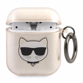 Karl Lagerfeld Glitter Choupette AirPods 1/2 vāciņš zelta krāsas