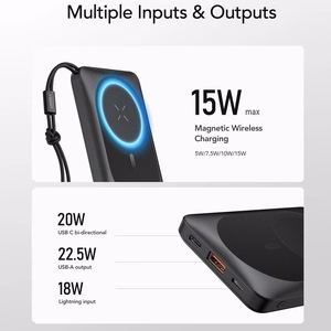 VEGER portatīvais lādētājs 10000 mAh ar bezvadu uzlādi, savietojams ar MagSafe PD QC3.0 2A 20W MagOn (VP1151 / W1151) balta