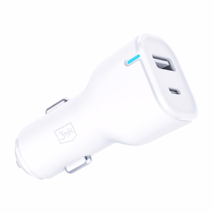 3mk auto lādētājs 20W PD 3.0 QC 3.0 USB 1A1C, balts