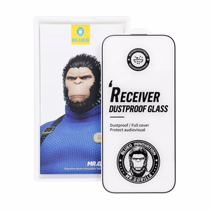 Aizsargstikls 5D Mr. Monkey stikls - Apple iPhone 17 Pro Max melns (Spēcīgs pret putekļiem)