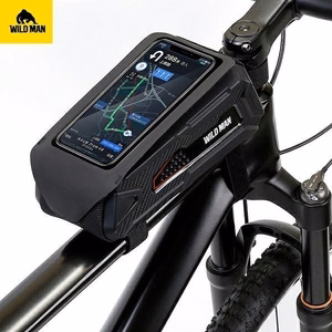 WILDMAN ceļojumu soma velosipēda rāmim ar rāvējslēdzēju, 1L (4 "- 7"), M90, melna