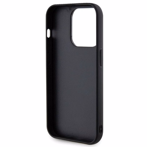 Guess Quilted Metal Logo viedtālruņa apvalks iPhone 15 Pro - melns
