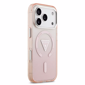 GUESS magnētiskais viedtālruņa apvalks IPHONE 17 Pro, savietojams ar MagSafe GUHMP17LHGTMLCGP (IML gradienta apvalks ar trīsstūra logotipu) rozā