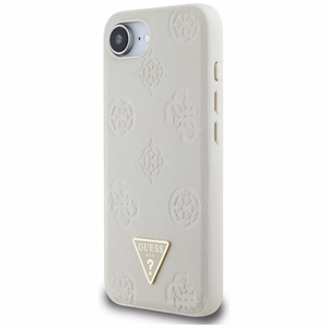 Guess Grained Hot Stamp Peony Triangle Logo magnētiskais viedtālruņa apvalks iPhone 16e - bēšs