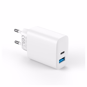 Forever TC-07-30AC PD QC lādētājs 1x USB-C 1x USB 30W balts + USB-C - USB-C kabelis 60W