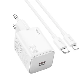 Lādētājs Hoco USB C QC PD 20W + Kabelis USB C uz Lightning N40 balts