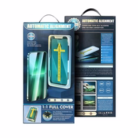 5D pilnas līmes rūdītais stikls iPhone 15 Pro Max melns + aplikators