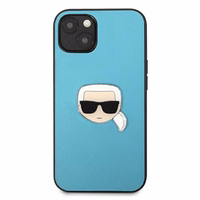 Karl Lagerfeld Ādas Ikonik Karl's Head Metāla apvalks iPhone 13 mini - zils