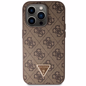 Guess GUHCP14LP4TDSCPW apvalks iPhone 14 Pro - brūns krustenisks 4G metāla logotips