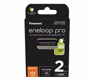 Uzlādējamas baterijas PANASONIC ENELOOP PRO AAA 930 mAh 2 gab. (BK-4HCDE/2CP)