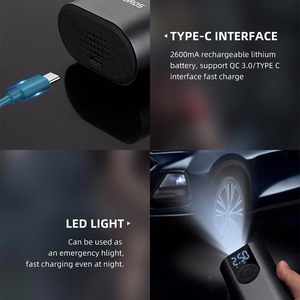Rockbros 42720001001 elektriskais velosipēda pumpis ar LED displeju + USB-C - USB-A kabelis - melns