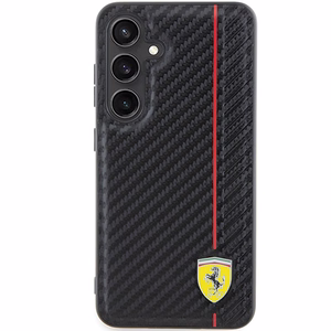 Ferrari Carbon Printed Line viedtālruņa apvalks Samsung Galaxy S24 - melns