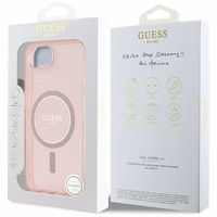 Guess IML Glitter Circle magnētiskais viedtālruņa apvalks iPhone 16e - rozā