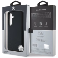 Mercedes Ādas Horizontālas iespiestas izliekumi Magnētiskais apvalks Samsung Galaxy S25 - melns