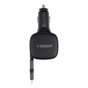 Car charger VEGER USB C + kabel USB C / Lightning QC PD 84W CC89 black