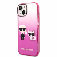 Karl Lagerfeld gradienta Ikonik Karl & Choupette viedtālruņa apvalks iPhone 14 Plus – rozā