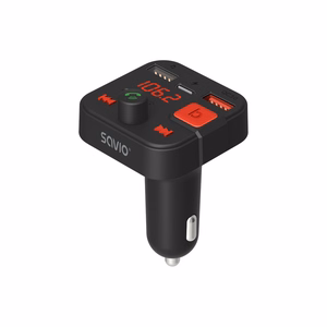 SAVIO FM transmitter, Bluetooth 5.3, QC 3.0 charger, LED display, Bass Boost, TR-15, black