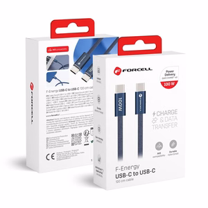 Kabelis USB C uz USB C Forcell F-Energy QC4.0 PD 5A 100W Cafule Color 1,2 m ACYH23 tumši zils
