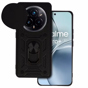 Bīdāmās kameras bruņu viedtālruņa apvalks Realme 14 Pro Plus 5G melns