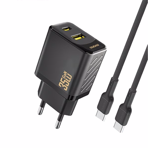 Dudao A27MaxCEU PD QC 35W USB-A USB-C Wall Lādētājs with USB-C Kabelis - Melns