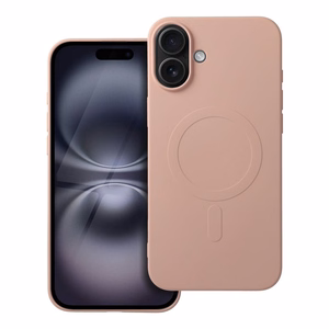 Чехол силиконовый Mag Cover (большое отверстие) (MagSafe) для iPhone 16 Plus розовый
