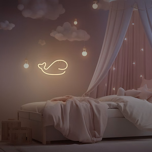 Neon LED Light WHALE warm balts Bat + USB FLNE09 Forever Light