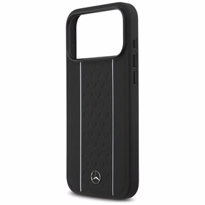 Mercedes Leather Star Pattern Stripes MagSafe Чехол для iPhone 17 Pro Max - чёрный