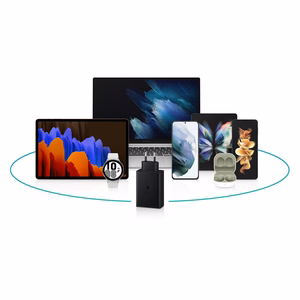 Зарядное устройство Samsung 2x USB Type C / USB PPS, Power Delivery PD 65W, QC 3.0, AFC, FCP чёрное (EP-T6530NBEGEU)