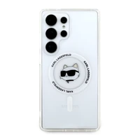 Karl Lagerfeld pogu Choupette Head izdrukātais logotips Magnētiskais viedtālruņa apvalks Samsung Galaxy S25 Ultra balts