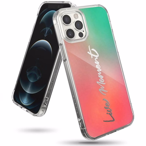Ringke Fusion Design viedtālruņa apvalks ar TPU buferi iPhone 12 Pro Max rozā-zaļš (GNAP0028)