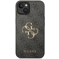 Guess 4G Big Metal Logo viedtālruņa apvalks iPhone 15 - pelēka
